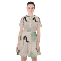 Japanese Crane Painting Of Bird Sailor Dress by Cendanart