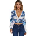 Cat Long Sleeve Deep-V Velour Top View1