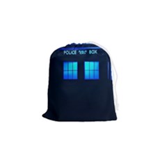 Blue Tardis Doctor Who Police Call Box Drawstring Pouch (small) by Cendanart