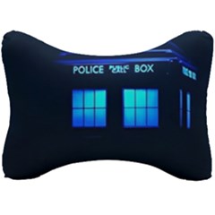 Blue Tardis Doctor Who Police Call Box Seat Head Rest Cushion by Cendanart