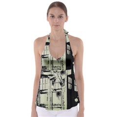 Doctor Who Tardis Tie Back Tankini Top by Cendanart