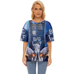 Doctor Who Adventure Bad Wolf Tardis Oversized Basic T-shirt by Cendanart