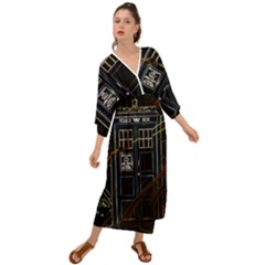 Tardis Doctor Who Magic Travel Macine Fantasy Grecian Style  Maxi Dress by Cendanart