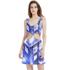 Tardis Doctor Who Blue Travel Machine Velour Cutout Dress by Cendanart