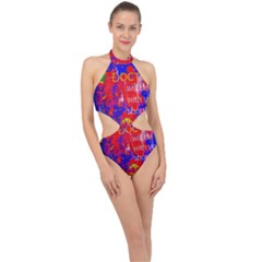 Doctor Who Dr Who Tardis Halter Side Cut Swimsuit by Cendanart