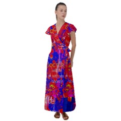 Doctor Who Dr Who Tardis Flutter Sleeve Maxi Dress by Cendanart