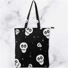 Skull Pattern Double Zip Up Tote Bag by Ket1n9