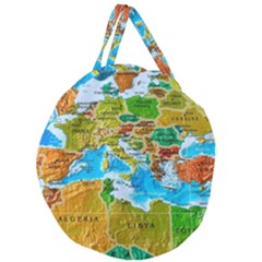 World Map Giant Round Zipper Tote by Ket1n9