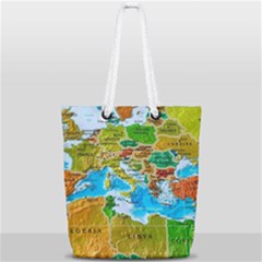 World Map Full Print Rope Handle Tote (small) by Ket1n9
