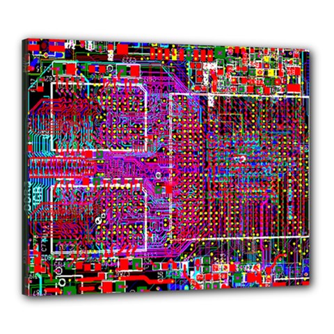 Technology Circuit Board Layout Pattern Canvas 24  X 20  (stretched) by Ket1n9