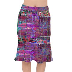 Technology Circuit Board Layout Pattern Short Mermaid Skirt by Ket1n9