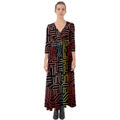 Circuit Board Seamless Patterns Set Button Up Boho Maxi Dress by Ket1n9