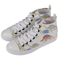 Dinosaur Art Pattern Women s Mid-top Canvas Sneakers by Ket1n9
