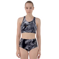 Angry Male Lion Roar Wild Animal Racer Back Bikini Set by Cendanart