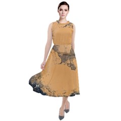 Wave Aesthetic Ocean Retro Sea Vintage Round Neck Boho Dress by Cendanart