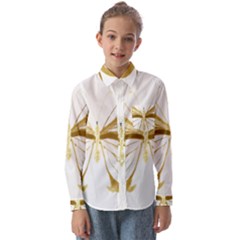 Simulated Gold Leaf Gilded Butterfly Kids  Long Sleeve Shirt by essentialimage
