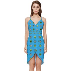 Alien Pattern Wrap Frill Dress by Ket1n9