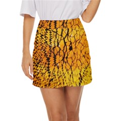 Yellow Chevron Zigzag Pattern Mini Front Wrap Skirt by Ket1n9