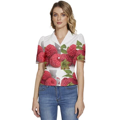 Fruit Healthy Vitamin Vegan Puffed Short Sleeve Button Up Jacket by Ket1n9