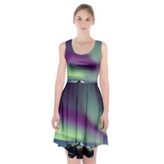 Aurora Stars Sky Mountains Snow Aurora Borealis Racerback Midi Dress by Ket1n9