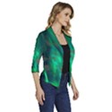 Northern Lights Plasma Sky Women s Draped Front 3/4 Sleeve Shawl Collar Jacket View3