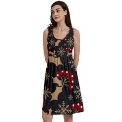 Christmas Pattern With Snowflakes Berries Classic Skater Dress by Ket1n9