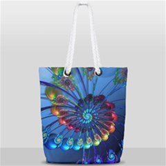 Top Peacock Feathers Full Print Rope Handle Tote (small) by Ket1n9