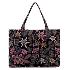 Flower Art Pattern Zipper Medium Tote Bag by Ket1n9