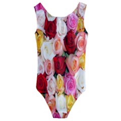 Rose Color Beautiful Flowers Kids  Cut-out Back One Piece Swimsuit by Ket1n9