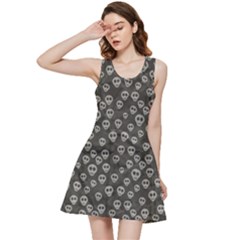 Skull Halloween Background Texture Inside Out Racerback Dress by Ket1n9