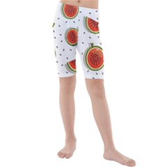 Seamless Background Pattern-with-watermelon Slices Kids  Mid Length Swim Shorts by Ket1n9