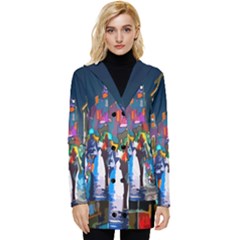 Abstract Vibrant Colour Cityscape Button Up Hooded Coat  by Ket1n9