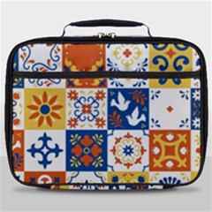 Mexican Talavera Pattern Ceramic Tiles With Flower Leaves Bird Ornaments Traditional Majolica Style Full Print Lunch Bag by Ket1n9