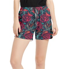 Vintage Flash Tattoos Designs Seamless Pattern Women s Runner Shorts by Hannah976