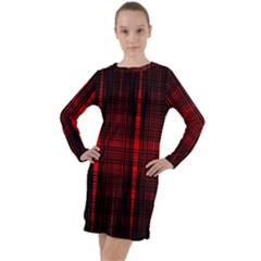 Black And Red Backgrounds Long Sleeve Hoodie Dress by Hannah976