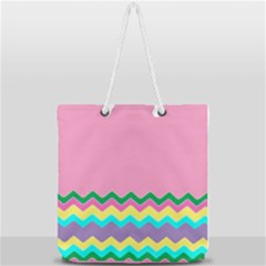 Easter Chevron Pattern Stripes Full Print Rope Handle Tote (large) by Hannah976