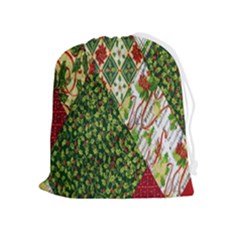 Christmas Quilt Background Drawstring Pouch (xl) by Ndabl3x
