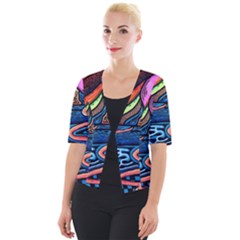 Grateful Dead Wallpaper Cropped Button Cardigan by Cendanart