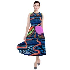 Grateful Dead Wallpaper Round Neck Boho Dress by Cendanart