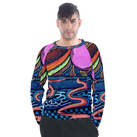 Grateful Dead Wallpaper Men s Long Sleeve Raglan T-shirt by Cendanart