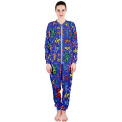 Grateful Dead Bears Pattern Onepiece Jumpsuit (ladies) by Cendanart