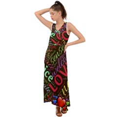 Loving Practice Agape Heart V-neck Chiffon Maxi Dress by Paksenen