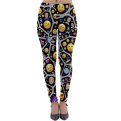 Mental Emojis Emoticons Icons Lightweight Velour Leggings by Paksenen