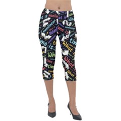 Time Nonlinear Curved Linear Lightweight Velour Capri Leggings  by Paksenen
