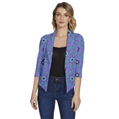 Floral Seamless Pattern Women s Draped Front 3/4 Sleeve Shawl Collar Jacket by Ket1n9