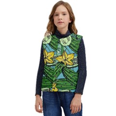 Seamless Pattern With Cucumber Slice Flower Colorful Hand Drawn Background With Vegetables Wallpaper Kid s Button Up Puffer Vest	 by Ket1n9