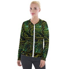 Circuits Circuit Board Yelow Velvet Zip Up Jacket by Ndabl3x