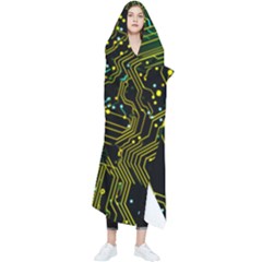 Circuits Circuit Board Yelow Wearable Blanket by Ndabl3x