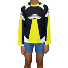 Ufo Flying Saucer Extraterrestrial Kids  Long Sleeve Swimwear by Cendanart