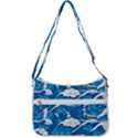 Storm Waves Seamless Pattern Raging Ocean Water Sea Wave Vintage Japanese Storms Print Illustration Zip Up Shoulder Bag View3